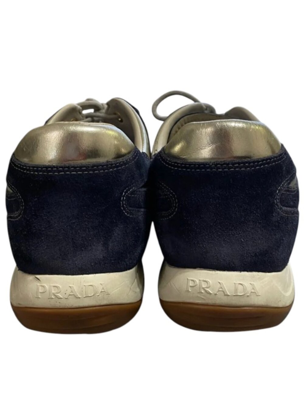 Prada Vintage Navy Suede Sneakers EU 41 US Women's 10 Men's 8 Designer Shoes - Picture 3 of 7